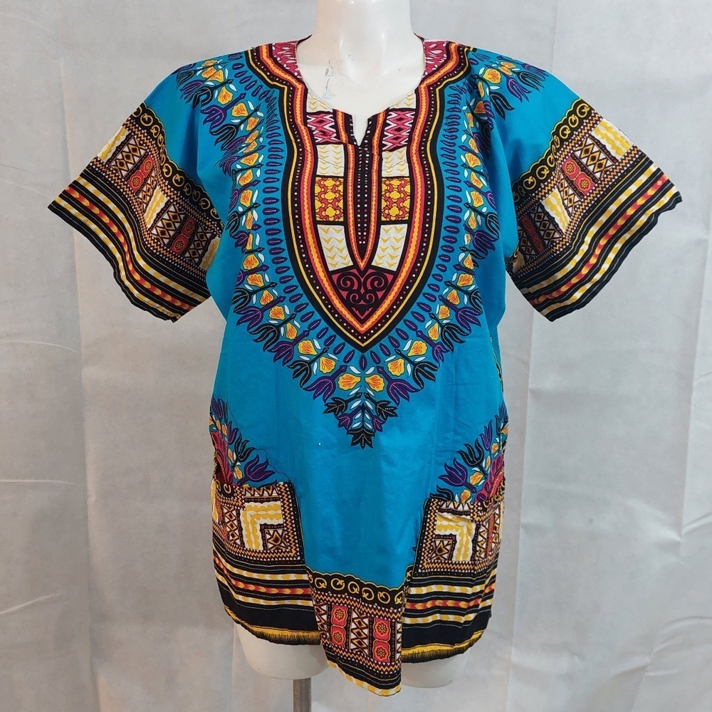 Unisex Traditional African Fashion Colorful Dashiki Tribal Hippie Boho L Shirt.